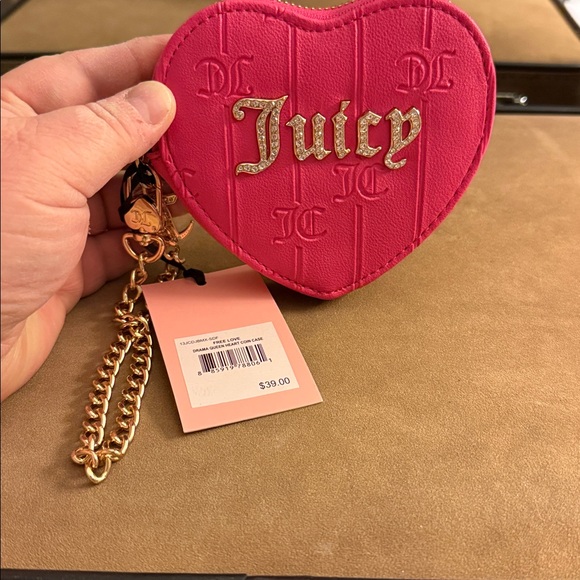 Juicy Couture Handbags - Juicy Couture Vibrant Pink Heart Pouch with Gold Hardware